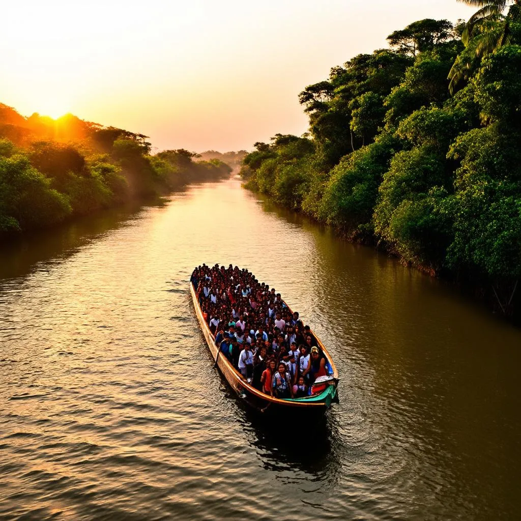 Scenic boat trip on the Mekong River